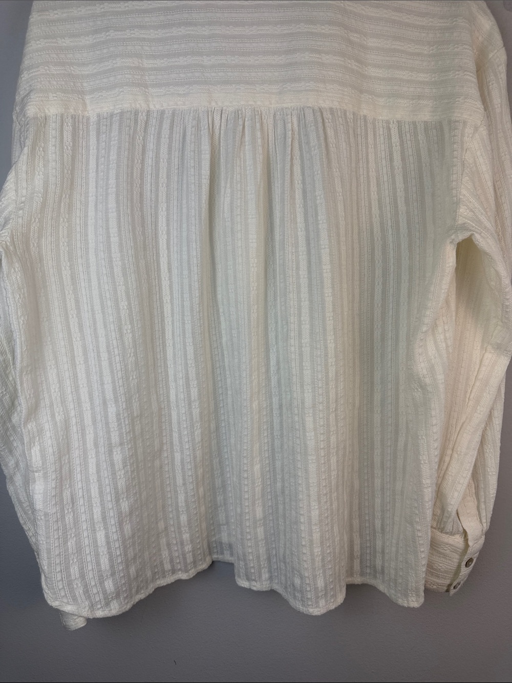 Faherty Olli Organic Cotton Popover Shirt in Egret Long Sleeves Large Minimalist - Picture 13 of 16